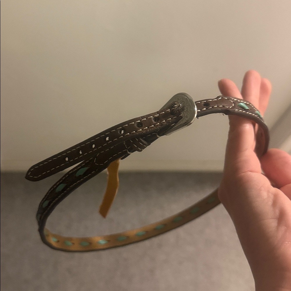 Brown and Turquoise Leather Belt